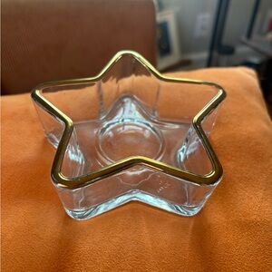 Star-Shaped Glass Dish with Gold Rim